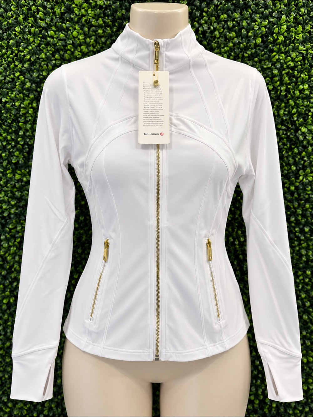 lululemon athletica White Zip-Up Utility Jacket with Gold Hardware
